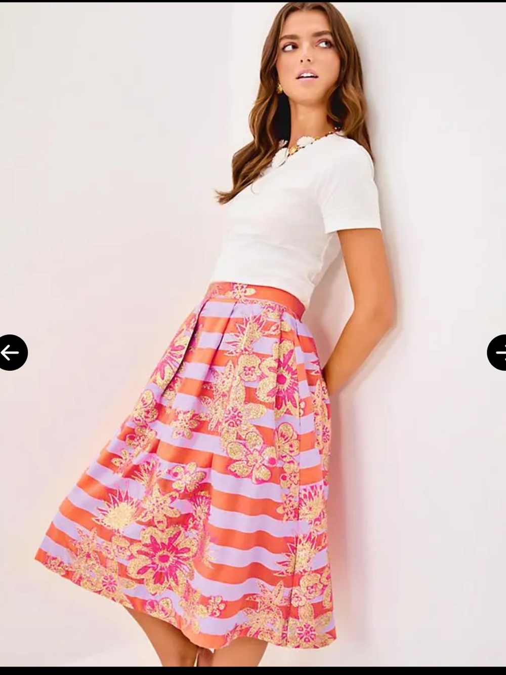 NWT Lilly Pulitzer Pink and Coral Lauderdale Floral Striped A-Line Skirt sz 2